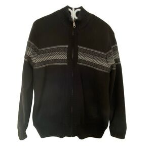 Emanuel Ungaro Mens Thick Fleece Lined Black Cotton Zip Up Sweater Coat. Sz M